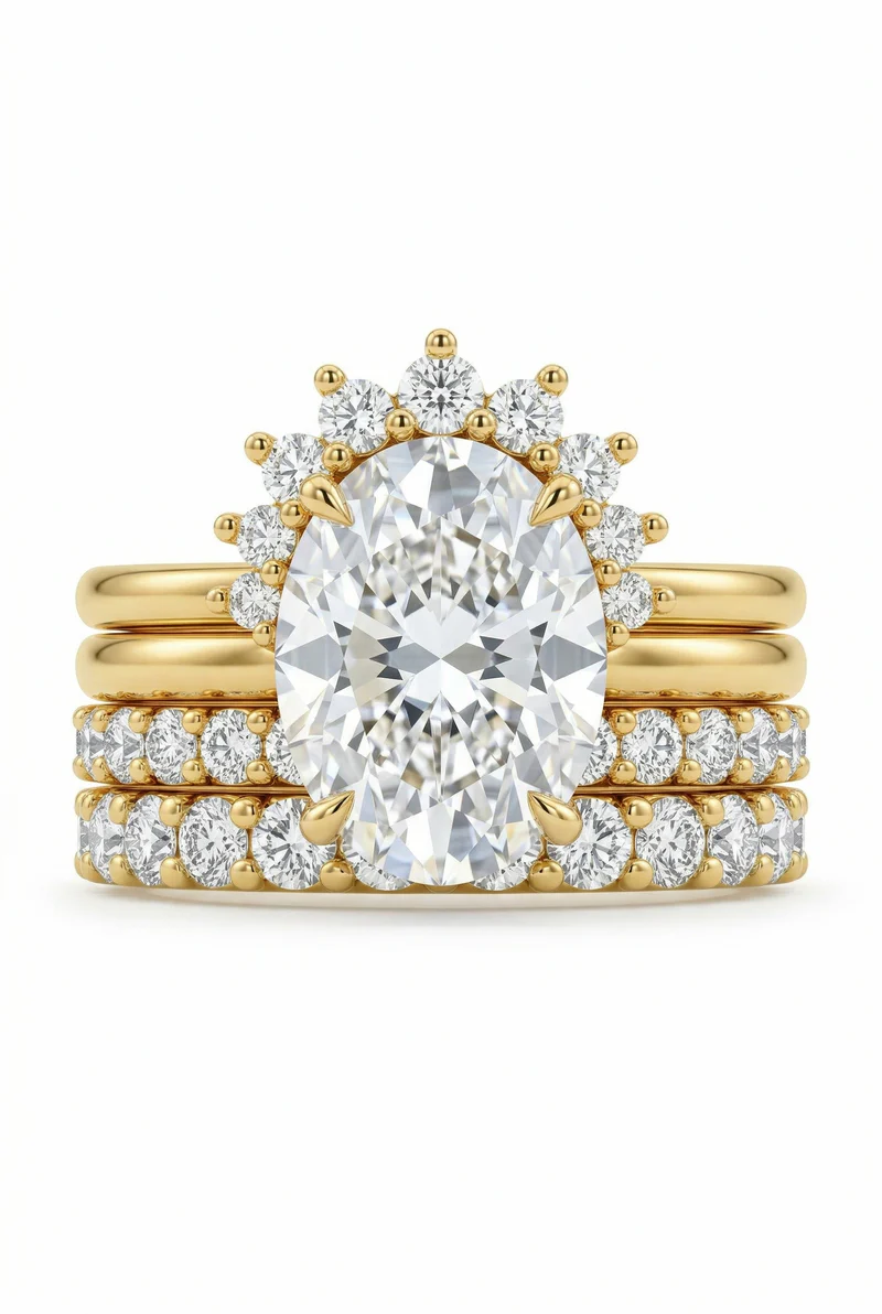 Grand Oval Solitaire & Triple-Eternity Crown Suite